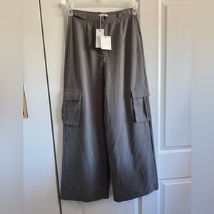 Crescent Super Soft Charcoal Wide Leg Cargo Trousers for Women